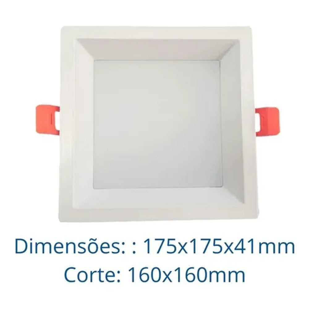 PAINEL LED EMBUTIR QUADRADO 24W 3000K BRANCO RECUADO LUMINATTI 