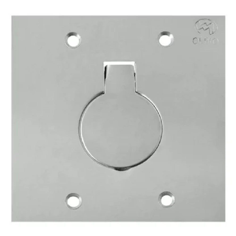 Placa de Piso 4x4 para 1 Tomada Universal com Unha Inox