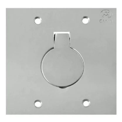 Placa de Piso 4x4 para 1 Tomada Universal com Unha Inox