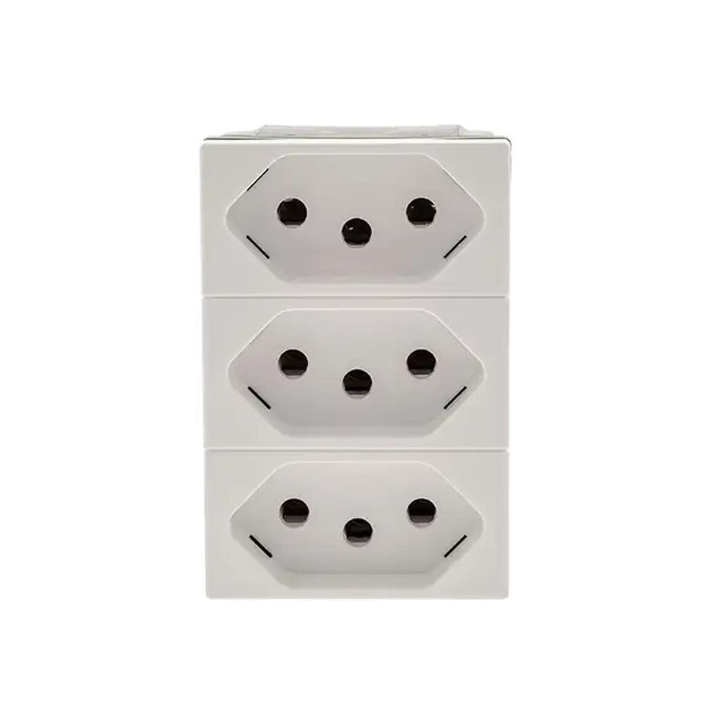 Tomada Tripla Módulo 2P T 10A Branco 615043BC Plus Legrand