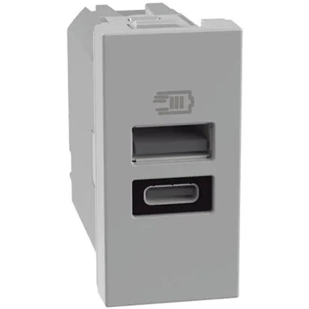Tomada Módulo USB Tipo A e C JG4191AC Cinza Matix Legrand