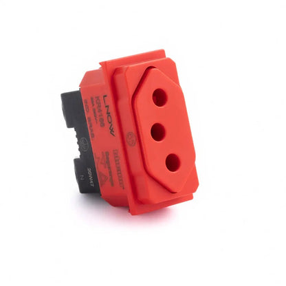 Tomada Modular 2 Polos e Terra 20A Vermelha Linha Lnow KR4166