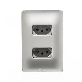 Tomada Dupla 2 Polos e Terra 10A com Placa Cinza 680111CZ Zeffia Legrand