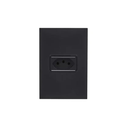 Tomada 2P T 10A Preto com Placa 615080PT Plus
