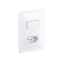 Interruptor 1 Simples e 2 Tomadas 10A com Placa Zeffia Branco