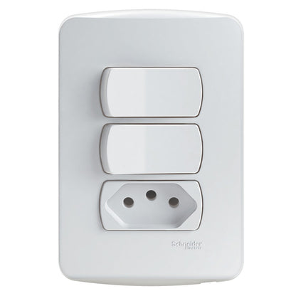 Interruptor 2 Paralelos e 1 Tomada 2 Polos e Terra 10A com Proteção Zeffi