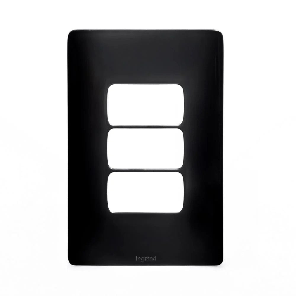 Placa 2x4 3 Postos Separada Preto Zeffia Legrand