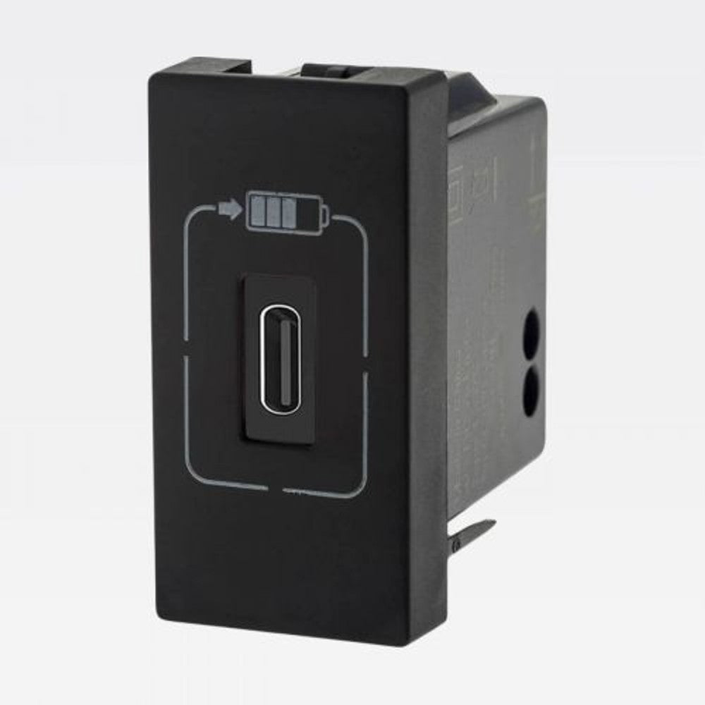 Tomada Módulo Carregador USB Tipo C 615097 Pial Plus Preto