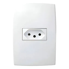 Tomada 2 Polos Terra 20A Horizontal com Placa Pial Plus Branco