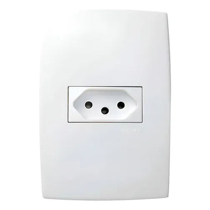 Tomada 2 Polos Terra 20A Horizontal com Placa Pial Plus Branco