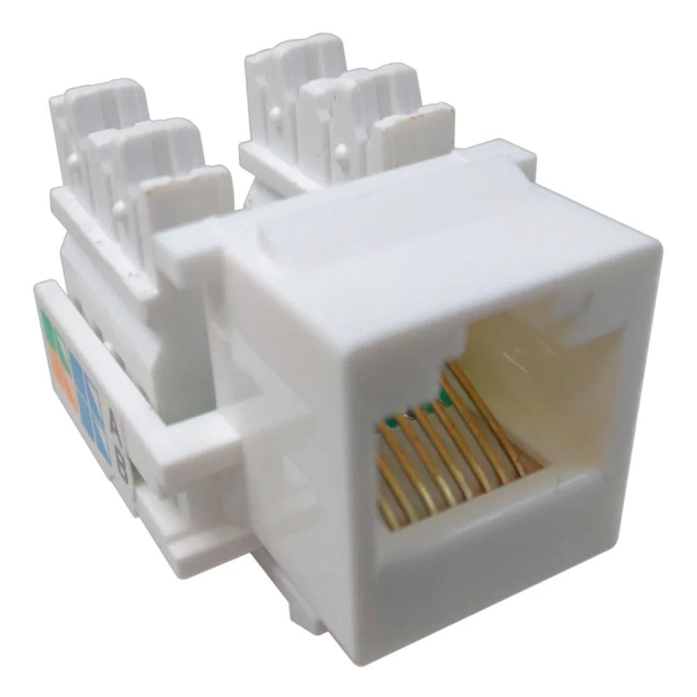 Tomada RJ45 Fêmea 8 Vias CAT5E Branco