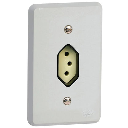 Tomada 2P T 10A com Placa 054343 Silentoque Legrand Cinza