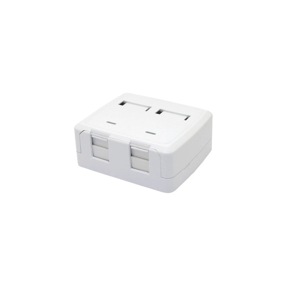 Caixa de Sobrepor para 2 Conectores RJ45 Branco Categoria 5 Retrátil