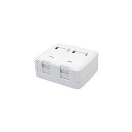 Caixa de Sobrepor para 2 Conectores RJ45 Branco Categoria 5 Retrátil