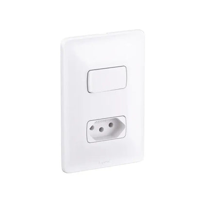 Interruptor Simples com 1 Tomada 2P T 10A com Placa Linha Zeffia Branco GL