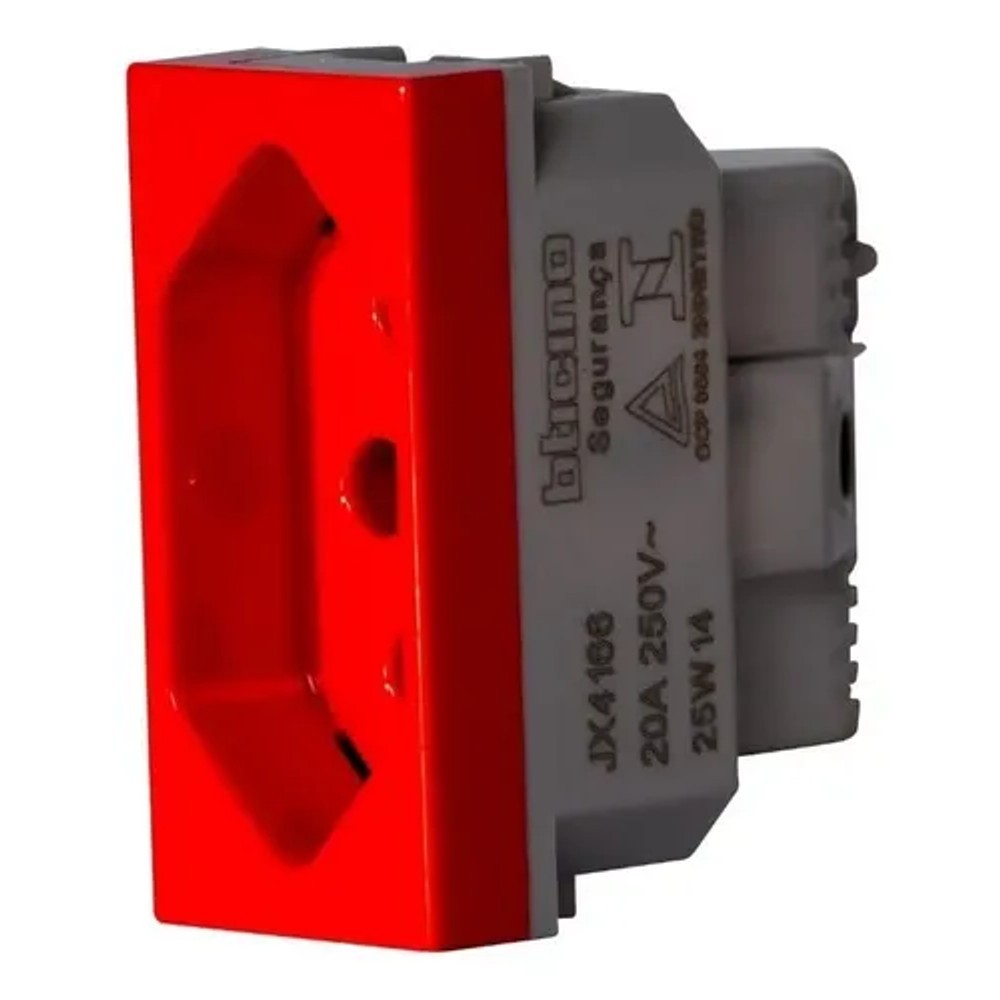 Tomada Modular 2 Polos e Terra 20A Vermelha JR4166 Matix Go