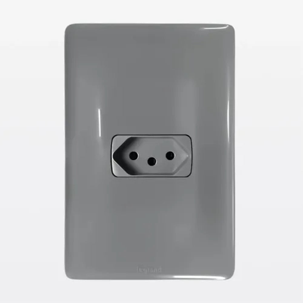 Tomada 2P T 10A com Placa Cinza 680110CZ Zeffia Legrand