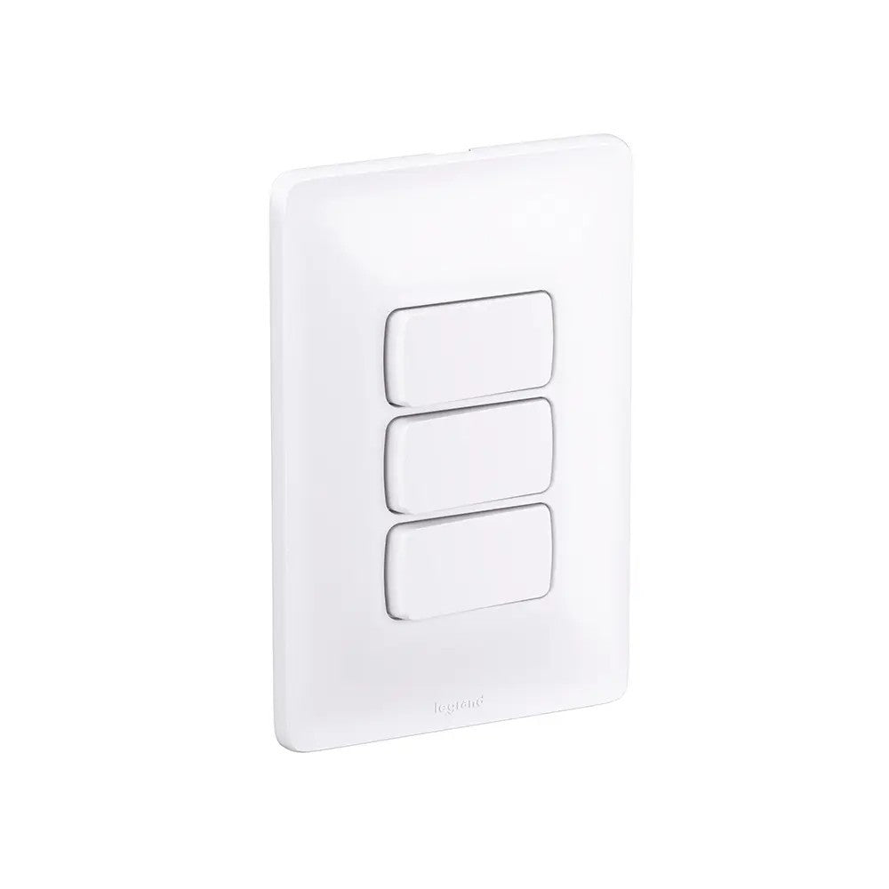 Interruptor 3 Simples Branco 10A com Placa 680102 Zeffia Legrand