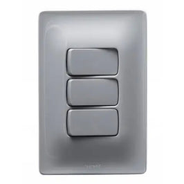 Interruptor 1 Simples e 2 Tomadas 10A com Placa Zeffia Cinza