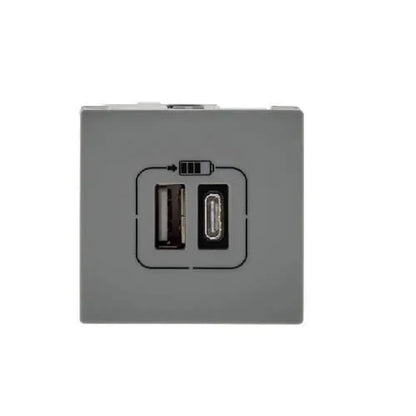 Tomada Módulo Carregador USB 3A Tipo A e C Magnésio Arteor 572577B