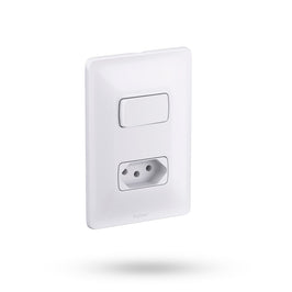 Interruptor Simples com Tomada 2 Polos e Terra 10A Zeffia Branco