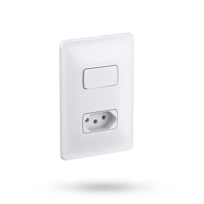 Interruptor Simples com Tomada 2 Polos e Terra 10A Zeffia Branco