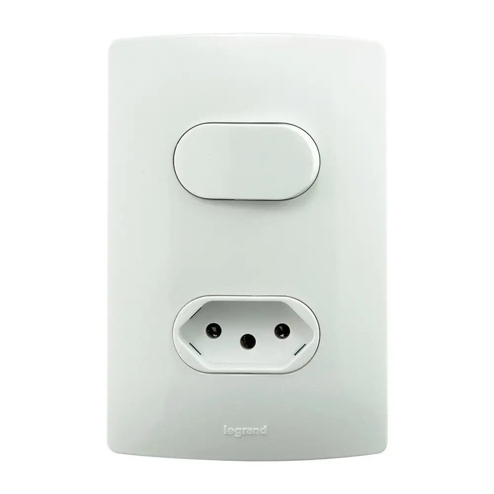 Interruptor Paralelo e Tomada 2 Polos e Terra 10A com Placa Branco Viva Legrand