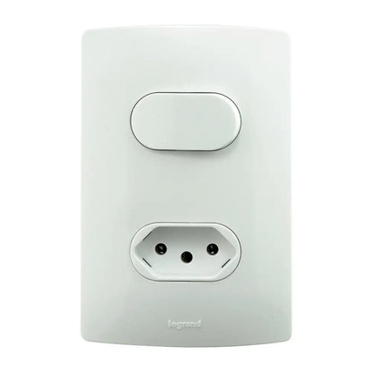 Interruptor Paralelo e Tomada 2 Polos e Terra 10A com Placa Branco Viva Legrand