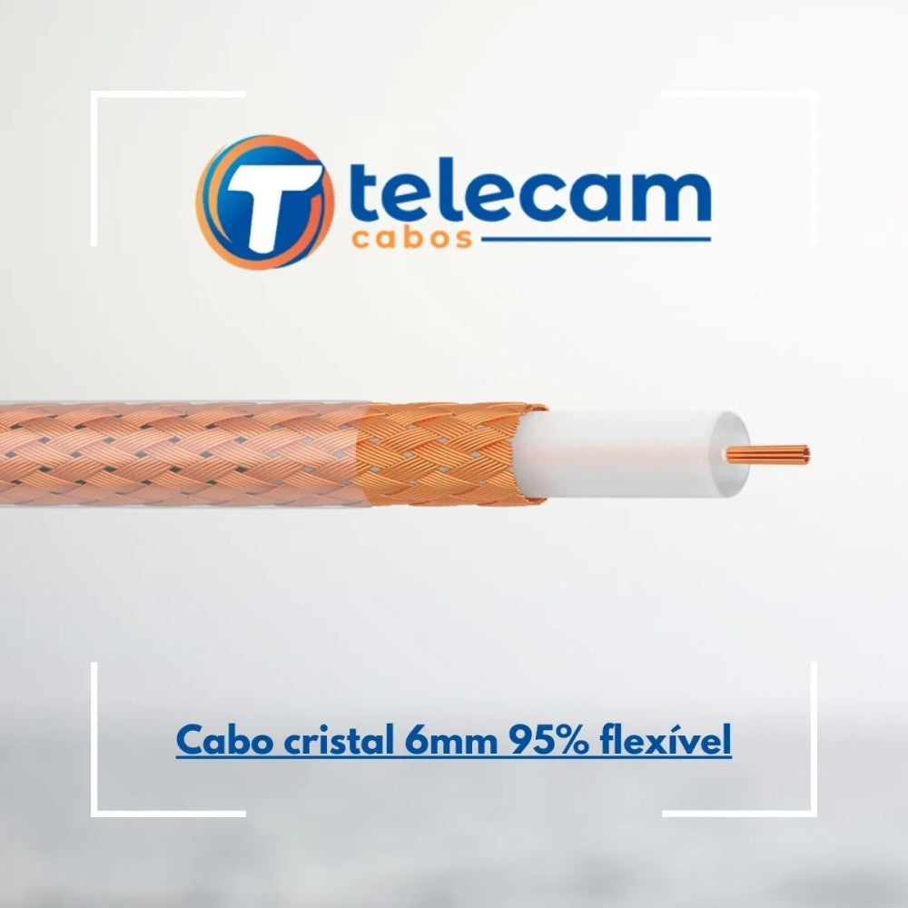 Cabo Coaxial CATV 0,6mm 95% Cobre Nu 100 Metros