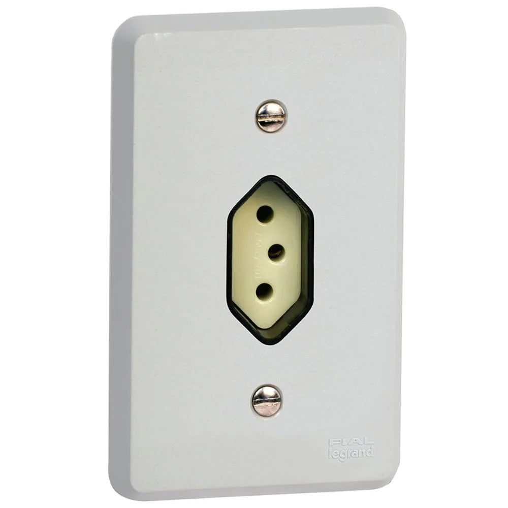 Tomada 2P T 10A com Placa 054343 Silentoque Legrand Cinza