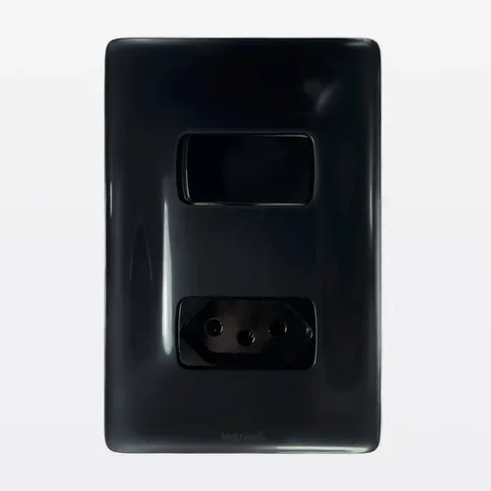 Interruptor Paralelo com Tomada 2P T 10A Preto Zeffia Legrand 680114PT