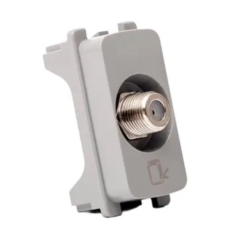 Tomada Modular Antena TV Coaxial Zeffia Cinza Gloss