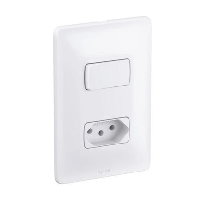 Interruptor Simples com 1 Tomada 2 Pinos e Terra 10A Zeffia Branco