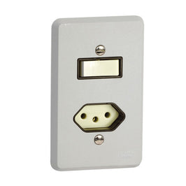 Interruptor Simples e Tomada 2 Polos e Terra 10A Silentoque 054346