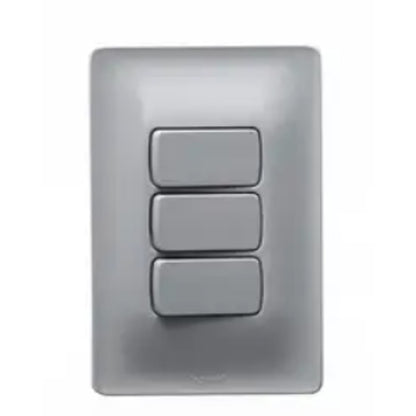 Interruptor 2 Simples e 1 Tomada 10A com Placa Zeffia Cinza