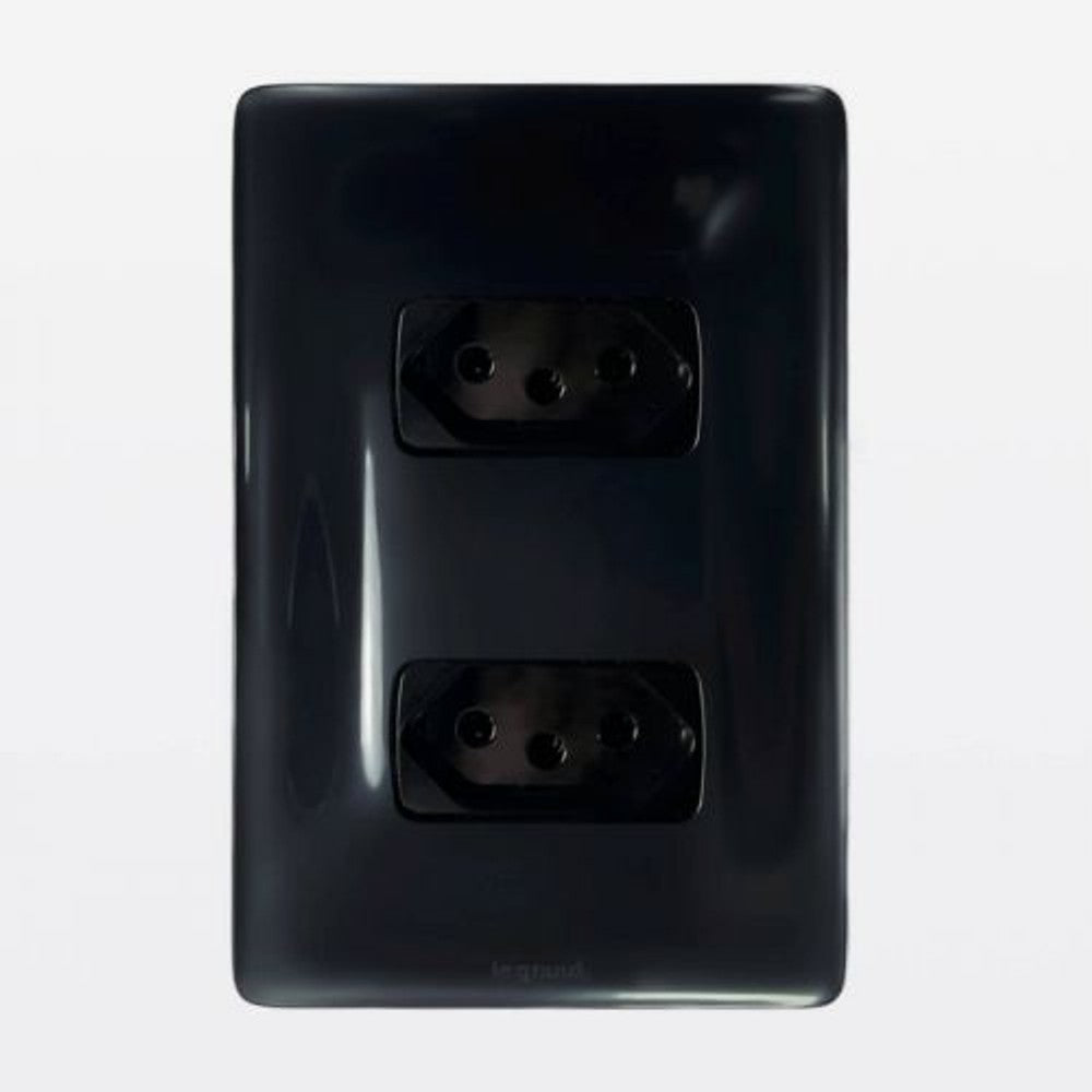 Tomada Dupla 2P T 10A com Placa Preto Zeffia Legrand
