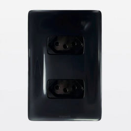 Tomada Dupla 2P T 10A com Placa Preto Zeffia Legrand
