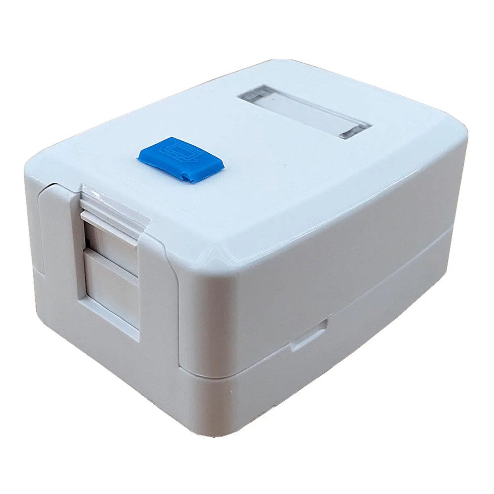 Caixa de Sobrepor para 1 RJ45 Branco Categoria 5 Retrátil