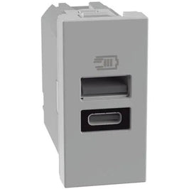 Tomada Módulo USB Tipo A e C JG4191AC Cinza Matix Legrand