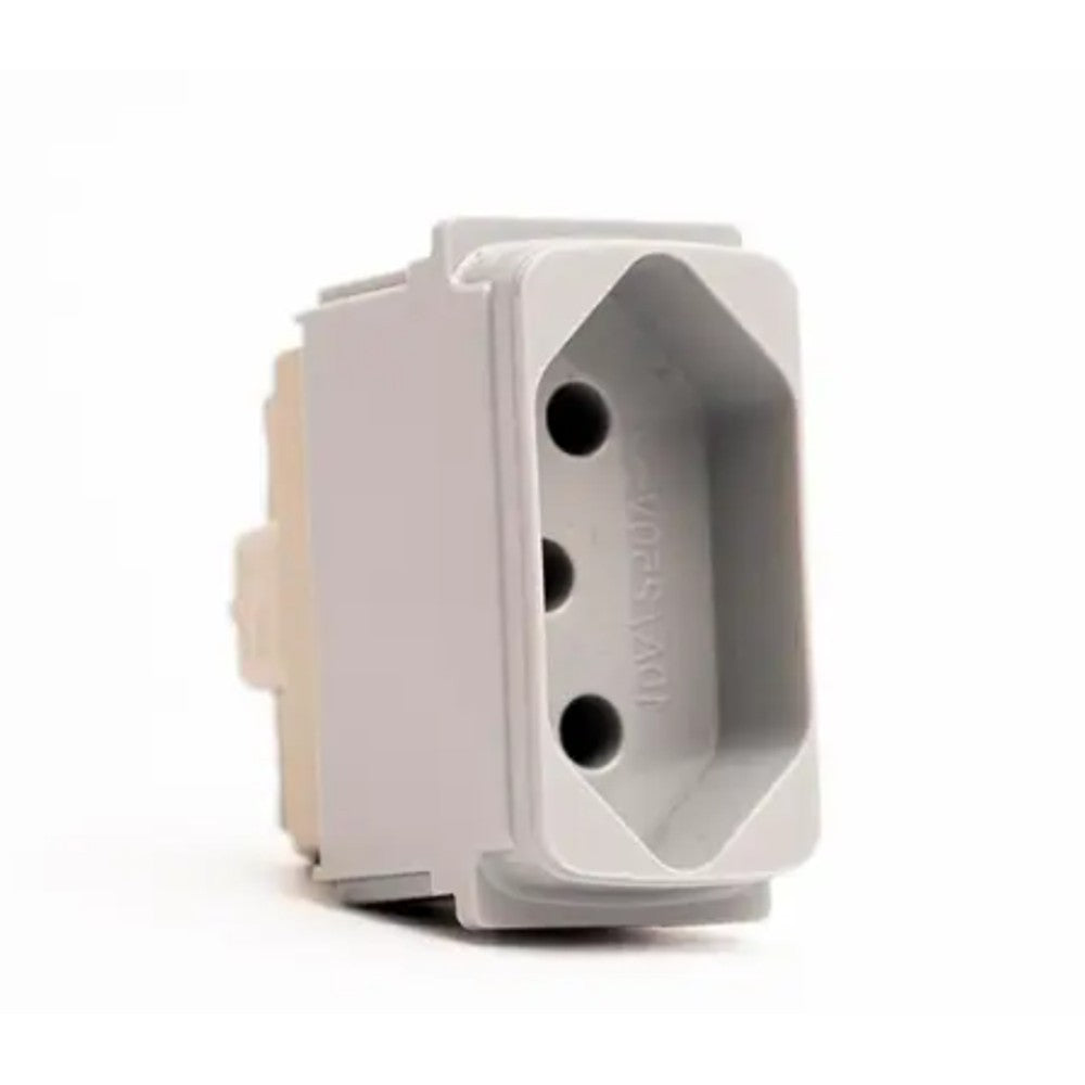 Tomada Modular 2 Polos e Terra Parafuso 10A Zeffia Cinza