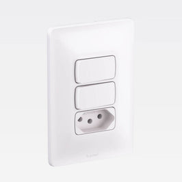 Interruptor 2 Teclas Paralelo com Tomada 2P e T 10A Linha Zeffia Pial Legrand Branco