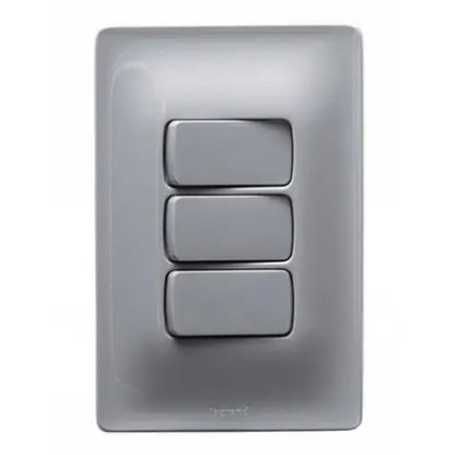 Interruptor 1 Simples e 2 Tomadas 10A com Placa Zeffia Cinza