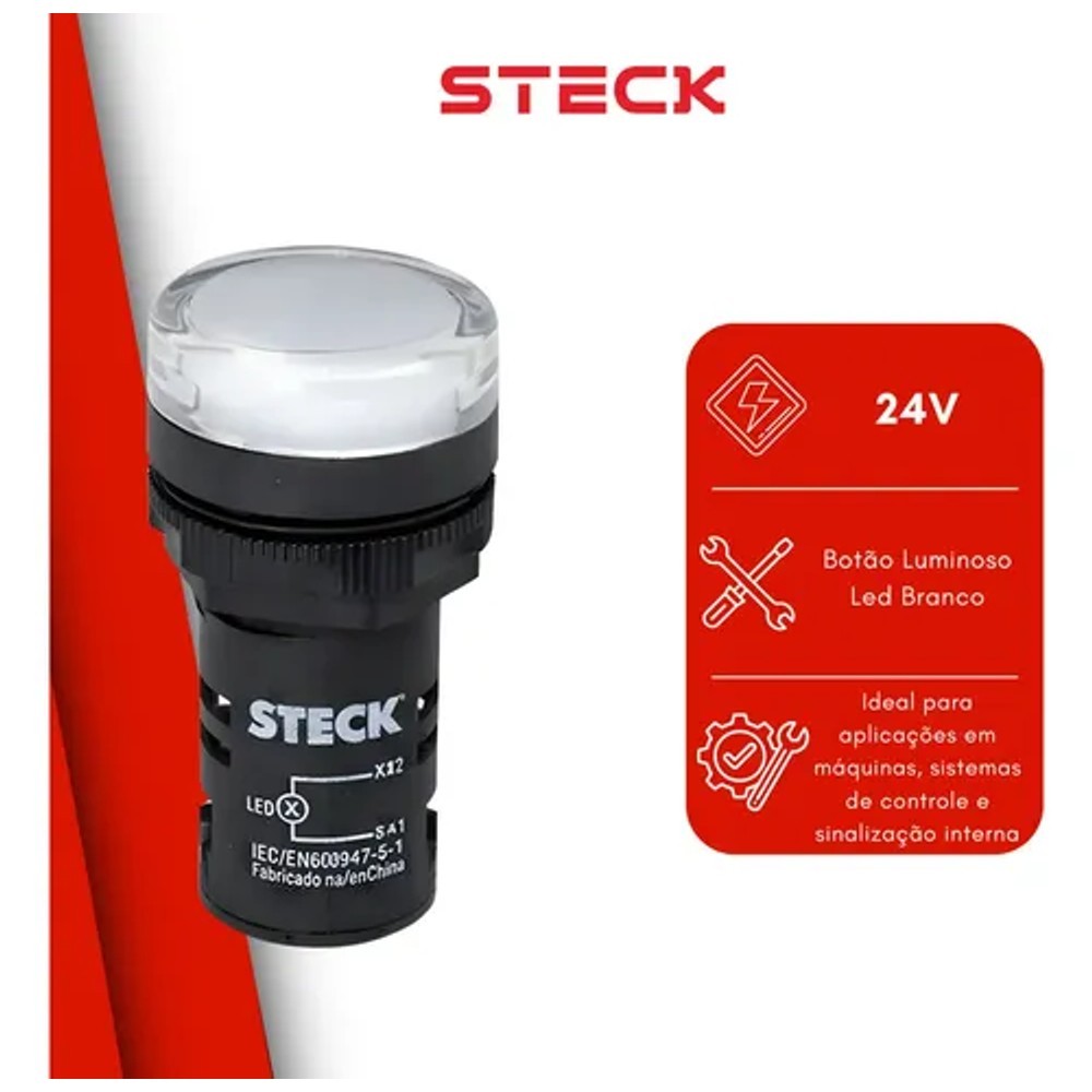 Sinaleiro LED 24V Branco SLDS245 Steck