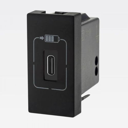 Tomada Módulo Carregador USB Tipo C 615097 Pial Plus Preto
