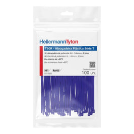 Abraçadeira Nylon 150X3,5 Azul 100 Peças T30R Hellermann
