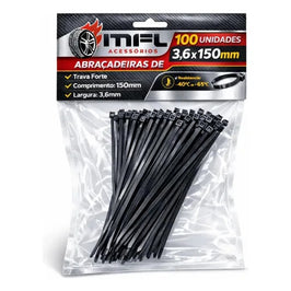 Abraçadeira Nylon 150x3,5 Preto 100 Peças Inluss