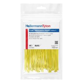 Abraçadeira de Nylon 100x2,5 Amarela 100 Peças T18R Hellermann