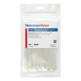 Abraçadeira de Nylon 100x2,5mm Branco 100 Unidades T18R Hellermann
