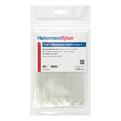 Abraçadeira de Nylon 100x2,5mm Branco 100 Unidades T18R Hellermann