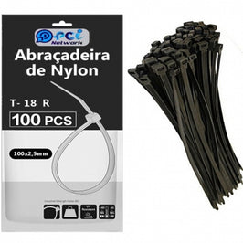 Abraçadeira de Nylon 100x2,5mm Preta 100 Peças Inluss